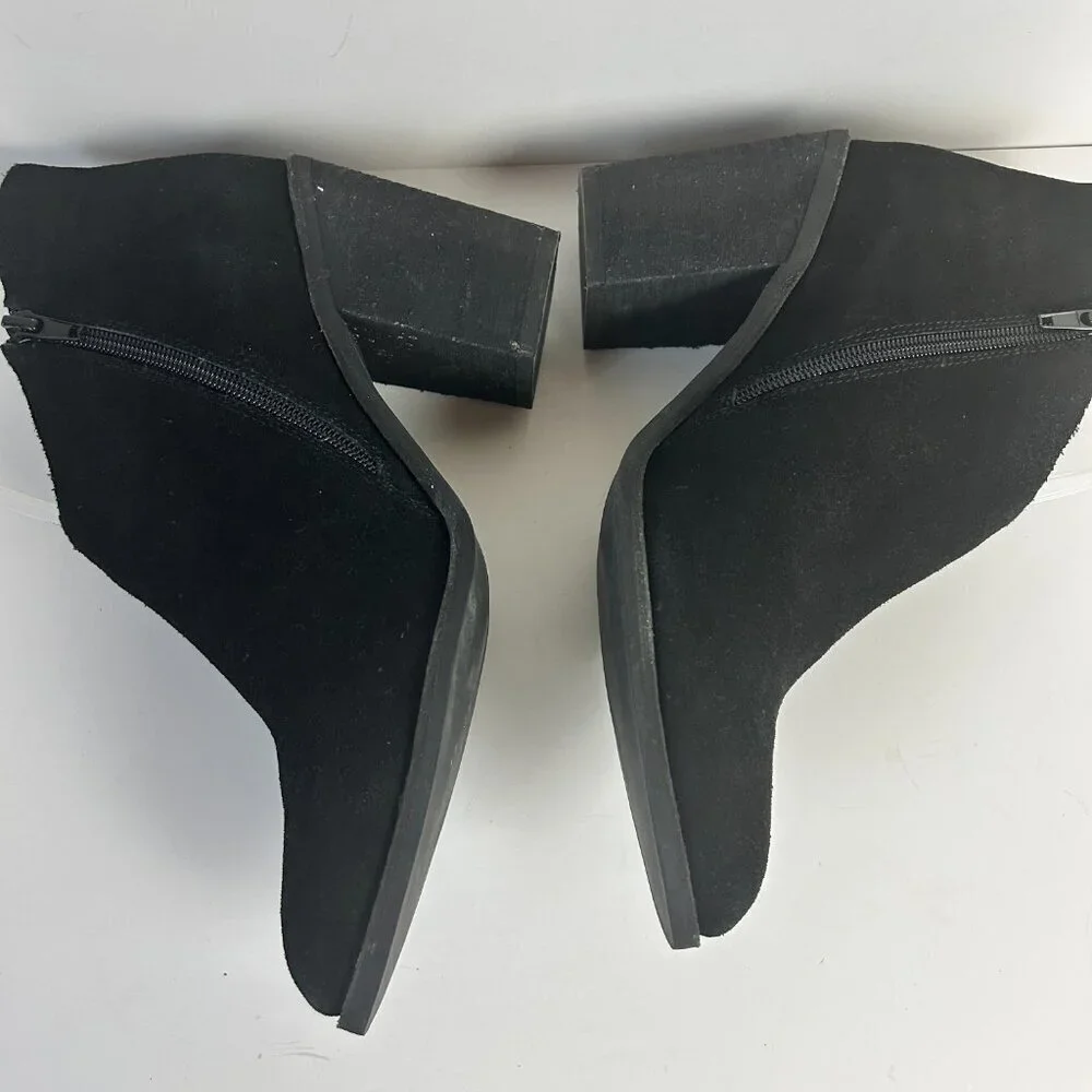 Jeffrey Campbell Boots Womens 9 Black Kamet-2 Leather Suede Ankle Booties Block - Picture 7 of 11